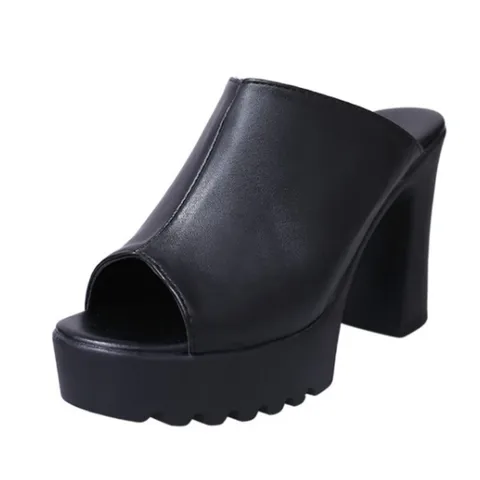 Женские повседневные босоножки на массивном каблуке 10 см, однотонные сандалии-мюли на платформе, с открытым носком, для отдыха, летняя обувь
