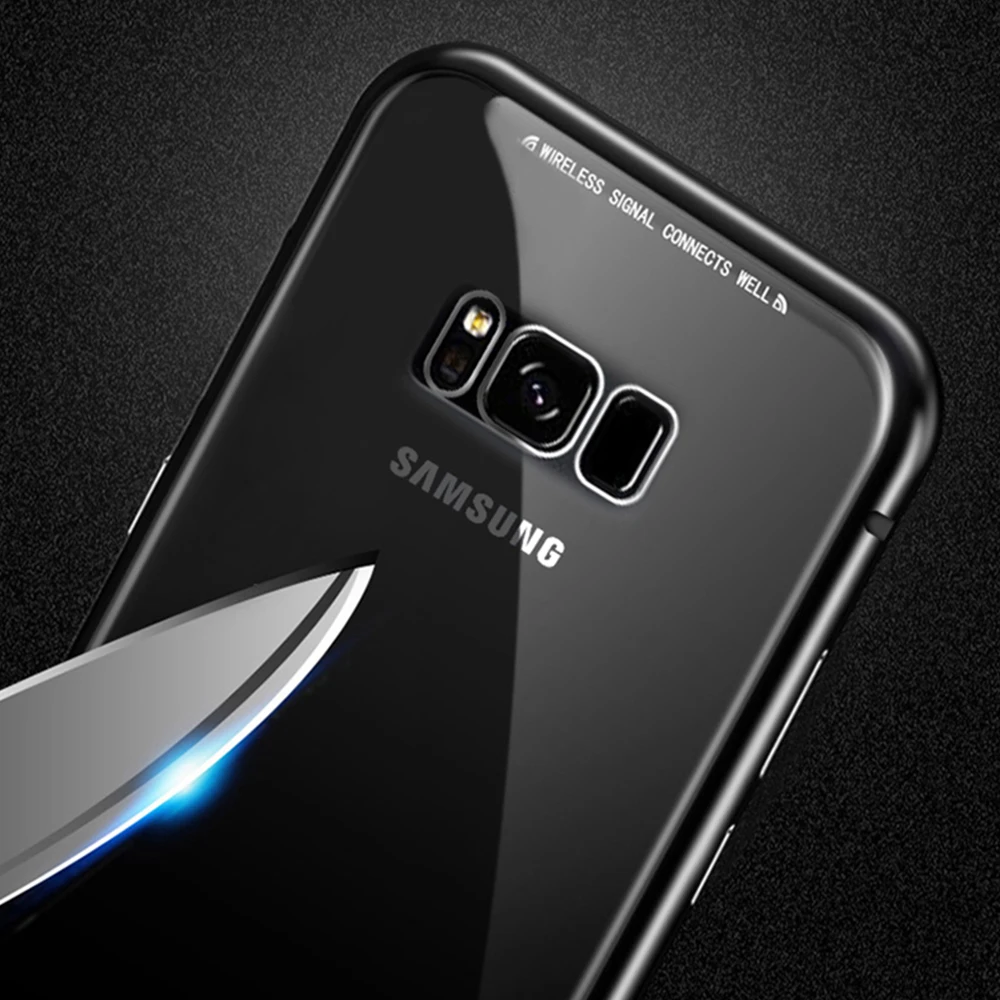 Металлический магнитный чехол для Samsung Galaxy S8 S9 S10 plus A50 M20 iphone 6 7 8 XS X Закаленное