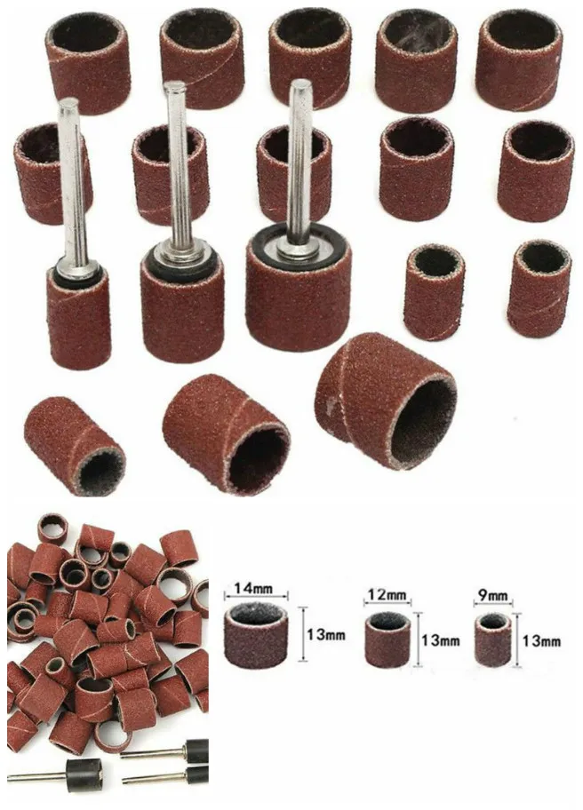 

120PCS 120# Sanding Bands Sleeves + 12 PCS Mandrels Grinding Electric Polishing Sandpaper circle Sand Ting