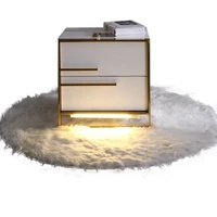 hot selling modern bedside table with 2 drawers smart nightstands with led light wireless charging and usb charging port