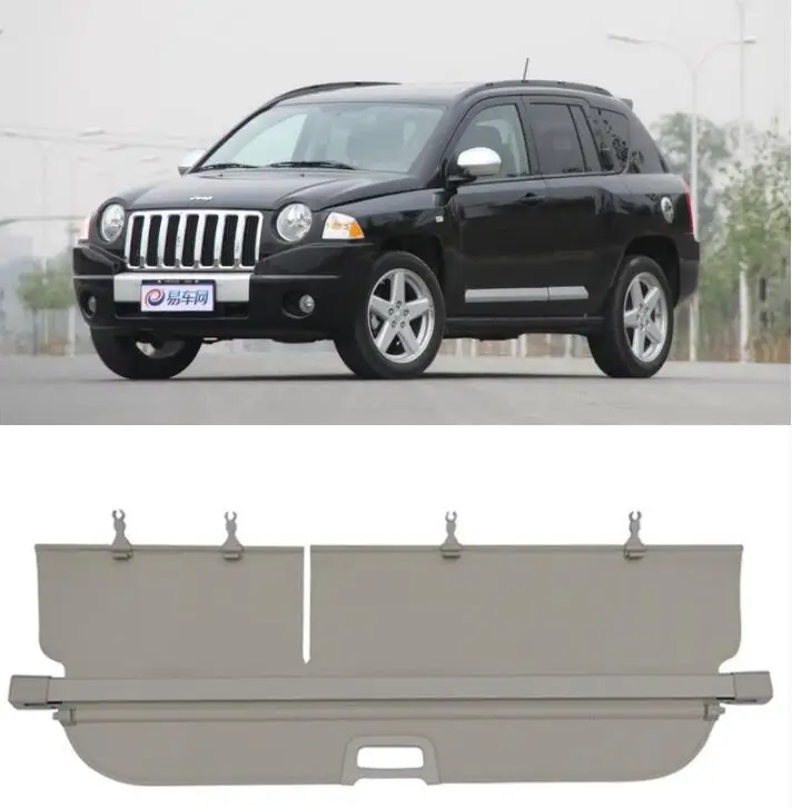 

High Qualit Rear Trunk Security Screen Privacy Shield Cargo Cover For Jeep Compass 2007 2008 2009 2010 2011 (Black Beige)