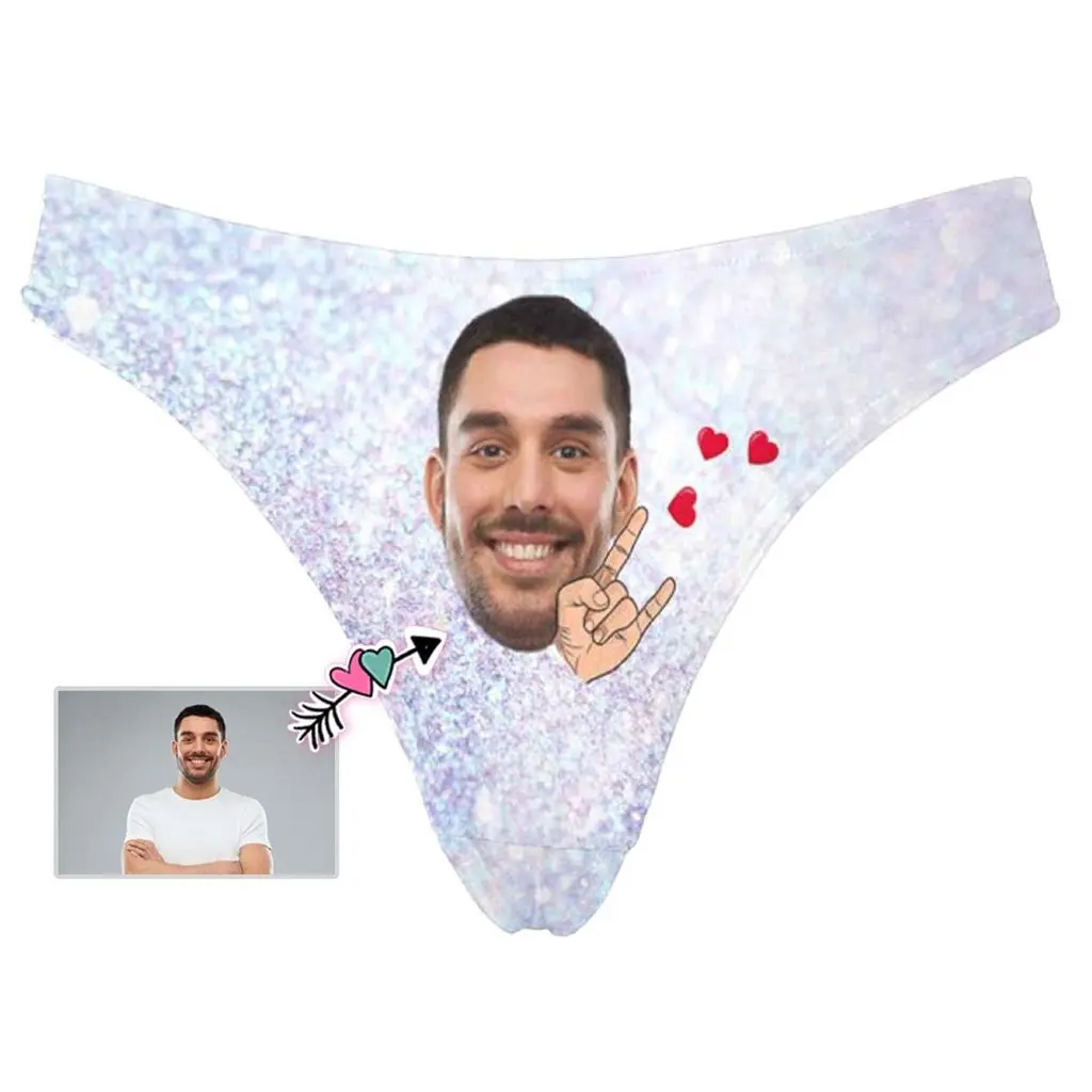 

YesCustom Face Love Sign Women's Classic Thong Underwear V-String Panties Briefs Personalized Female Anniversary Birthday Gifts