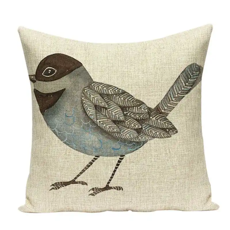 

Bird Printed Cotton Linen Cushion Cover Throw Pillow Case Cartoon Car Home Sofa Bed Living Room Decorative Art Throw Pillowcase