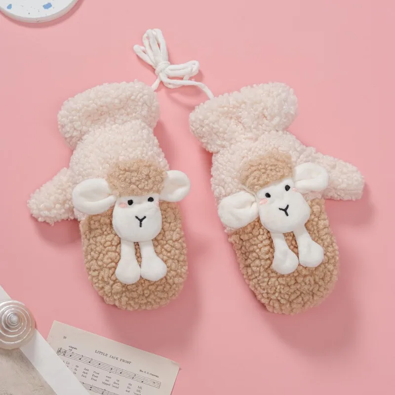 

2021 New Korea Ins Bear Gloves For Women's Winter Lovely Bear Plush Fur Thick Warm Riding Gloves Good Gifts