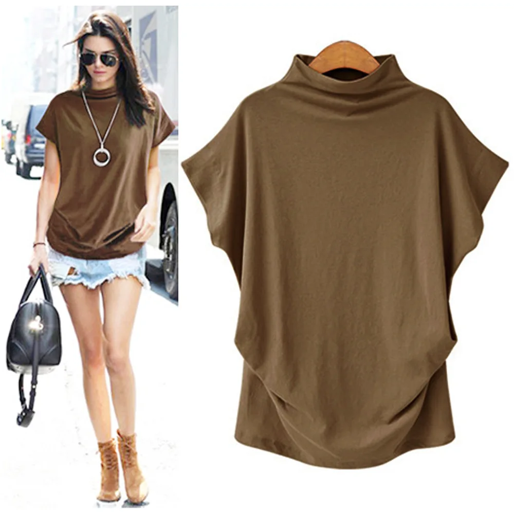 

Lady Shirt Summer Women's Tunics Big Size Korean Casual Blusas Turtleneck Sexy Blouse Summer Solid Shirts