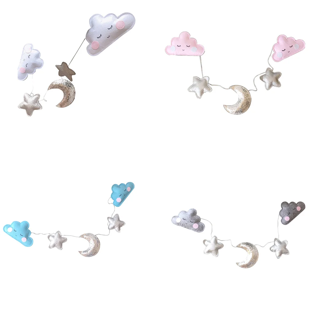 Nordic Felt String Cloud Garland Party Banner Kids Room Hanging Wall Decor Tent Bed Baby Shower Bunting Ornament | Дом и сад
