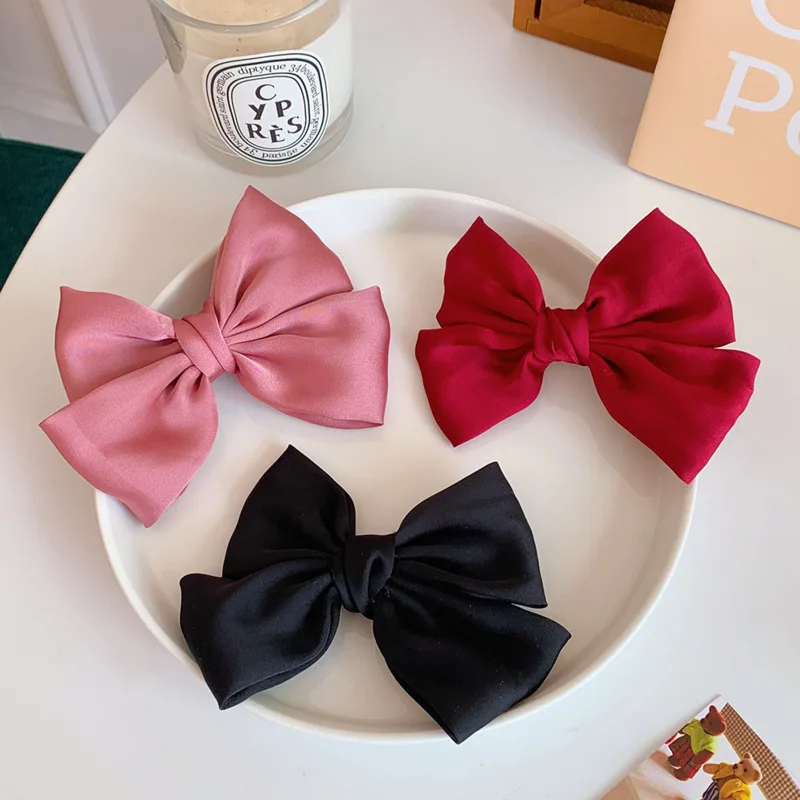 

Hot Sale Net Point Wave Edge Lovely Girl Women Hair Accessories Fabric Grid Bow Butterfly Hairpin Fashion Big Tail Hair Clip
