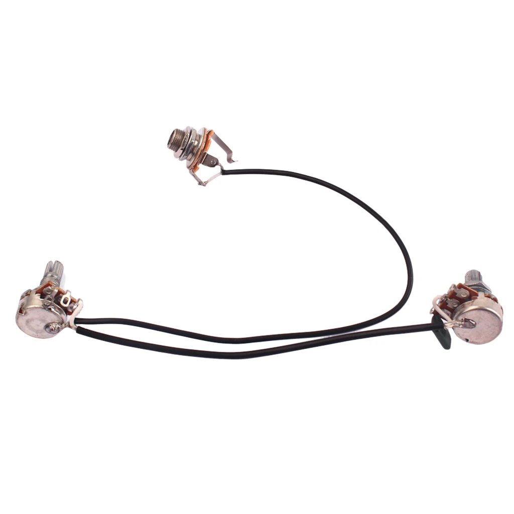 

Prewired Pickup Wiring Harness A500K B500K Potentiometer 6.35mm Jack 1T1V Pots