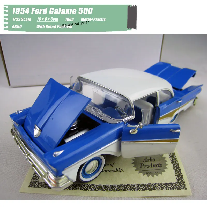 6 шт./лот оптовая продажа Arko масштаб 1/32 модель автомобиля игрушки 1954 Ford Galaxy 500