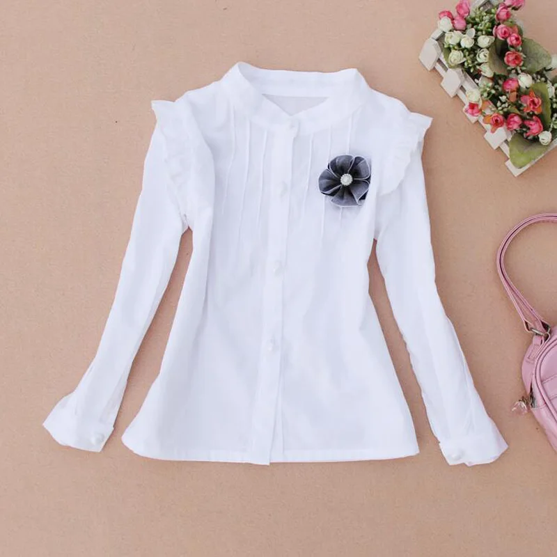 Одежда для девочек-подростков осенние детские блузки в синюю полоску рубашка с