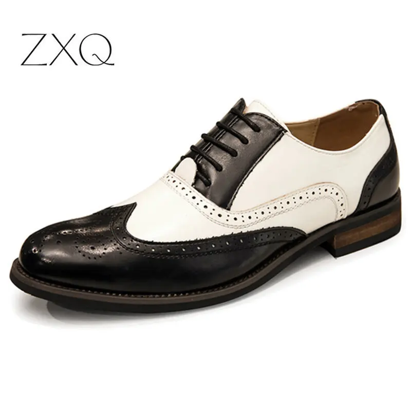 Вырезами дышащая мужская деловая обувь лакированные кожаные туфли оксфорды для