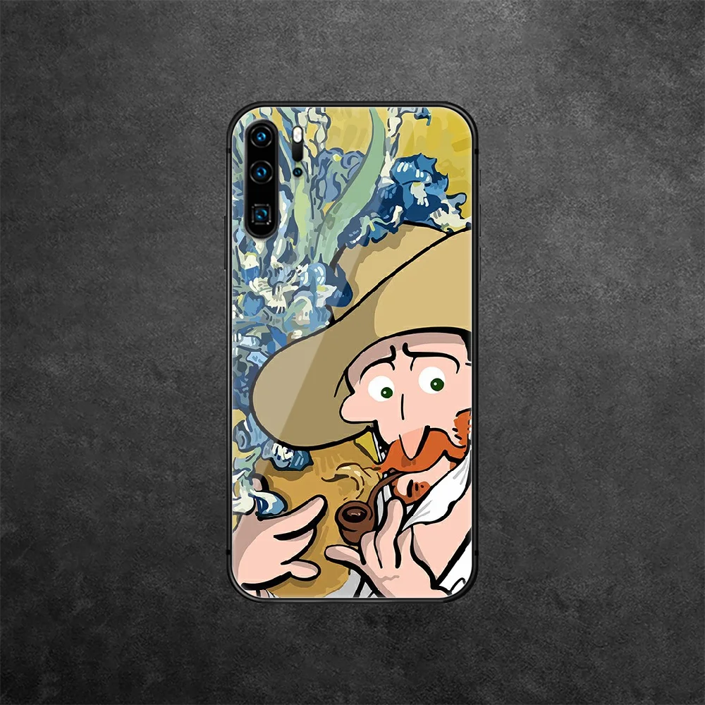 

Van Gogh Art Tempered Glass Phone Case Cover For Huawei Honor Mate P 7 8 9 10 20 30 40 A X I Pro Lite Smart 2019 Black Fashion