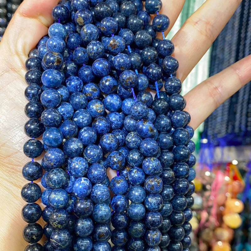 

6-12mm Round Stones Beads Strands Natural Gemstones Rough Crystal Healing AA Blue Spinel Beads for Bracelet Bangle