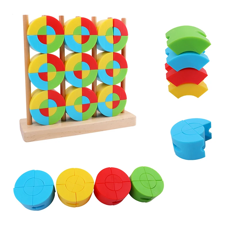 

Kids Montessori Jenga Blocks Math Toys Geometric Shape Assembly Game Educational Stacking Toys Fractional Learning Teaching Aids