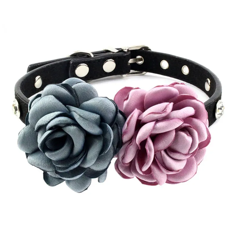 Ошейник для собак и кошек ювелирные изделия стразы розы цветок ошейник маленьких