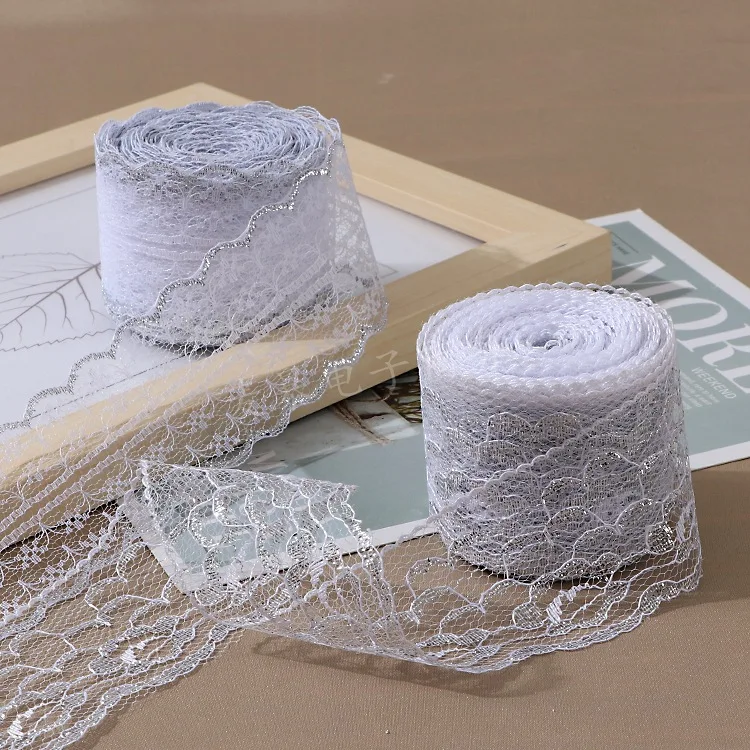 

10 meters 4.5cm Exquisite Polyester Lace Fabric Gold and Silver Thread Lace Webbing DIY Clothing Underwear Dress Decoration Lace