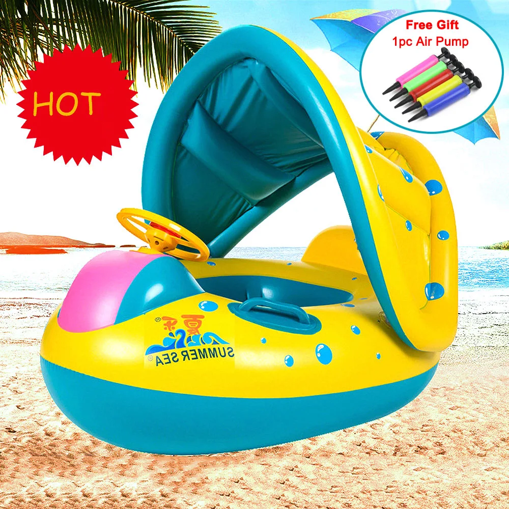 

Swimtrainer Pool Inflatable Buoy Inflatable Circle Kids Swimming Circle Baby Float with Sunshade Seat Swimming Pool Accessories