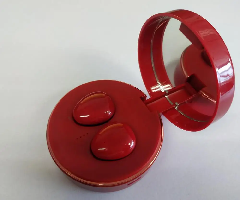 Мини-наушники для женщин беспроводные наушники красные с зарядным чехлом