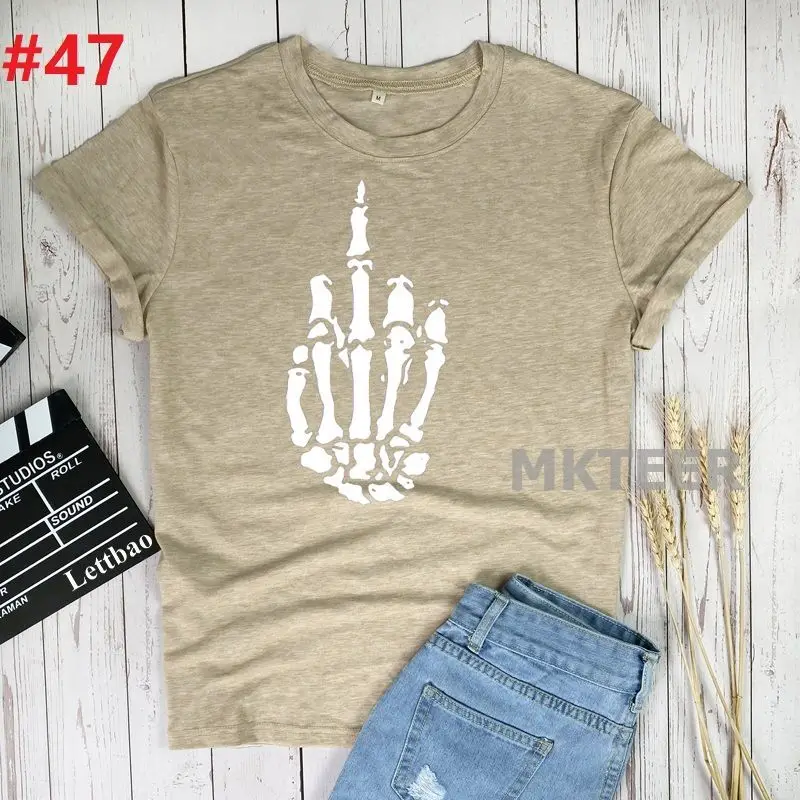 

Skeleton Gesture New Women T-shirts Harajuku Printed Tops Tee Summer Female T Shirt Korean Street T Shirt for Women Clothing