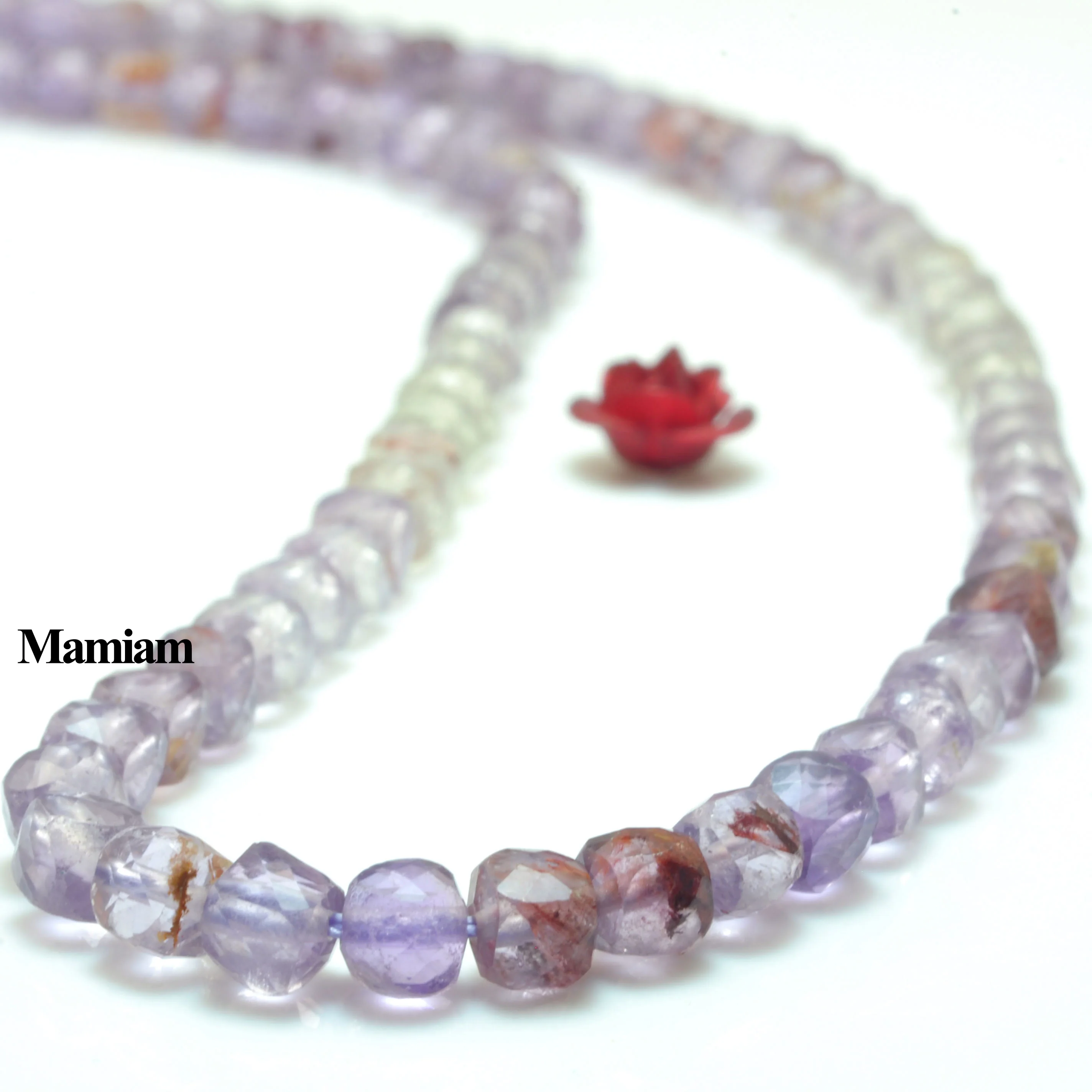 

Mamiam Natural A Purple Crystal Phantom Ghost Faceted Square Beads 4mm Stone DIY Bracelet Necklace Jewelry Making Gift Design