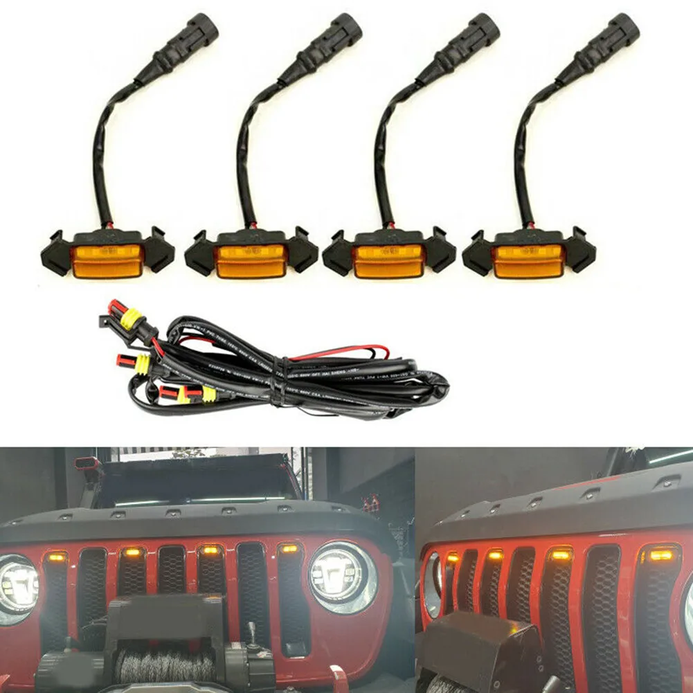 

For Toyota Tacoma TRD Pro 2016-2021 Raptor Style Amber Lens LED Grille Light Kit 12-24V Front Grill/ Mesh