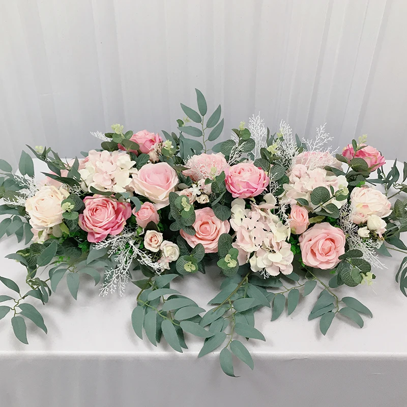 HVAYI Artificial Rose Flower Row Small Corner Flowers Table Runner pink Silk Fake Wedding DIY Home Garland Decor Flores | Дом и сад