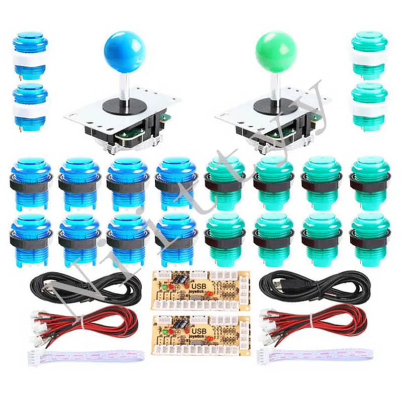 5V LED Illuminated Push Buttons Arcade DIY Kits Parts 5Pin Joystick Zero Delay USB Encoder To PC Game + 2x 24mm 8x 30mm | Спорт и
