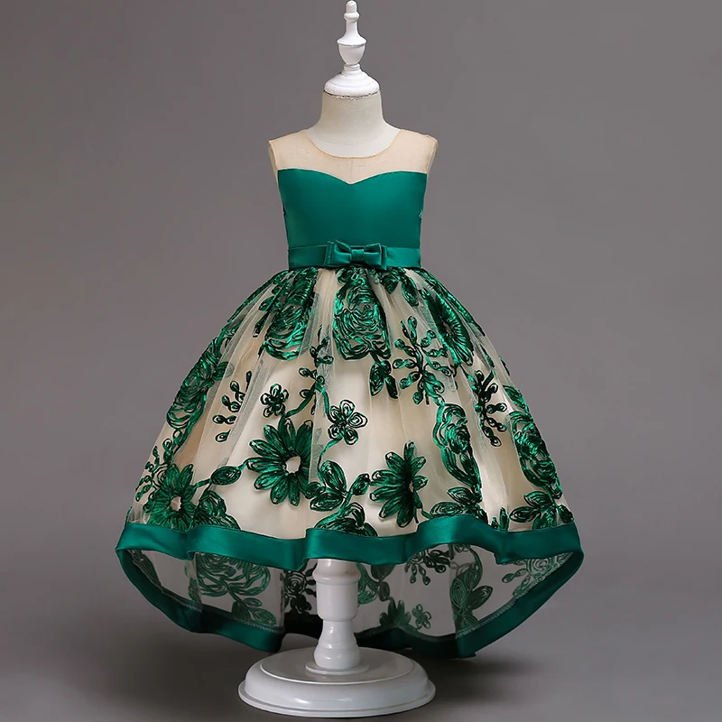 

Red Birthday Girl Dress Wedding Party Elegant Princess Tulle Flower Girl Dresses Evening Summer Roupas Girl Dresses AE50GD