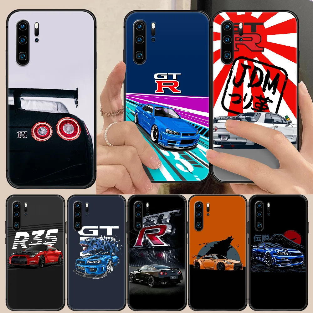 

Cool GTR Car Phone Case Cover Hull For Huawei P8 P9 P10 P20 P30 P40 Lite Pro Plus smart Z 2019 black hoesjes 3D bumper soft