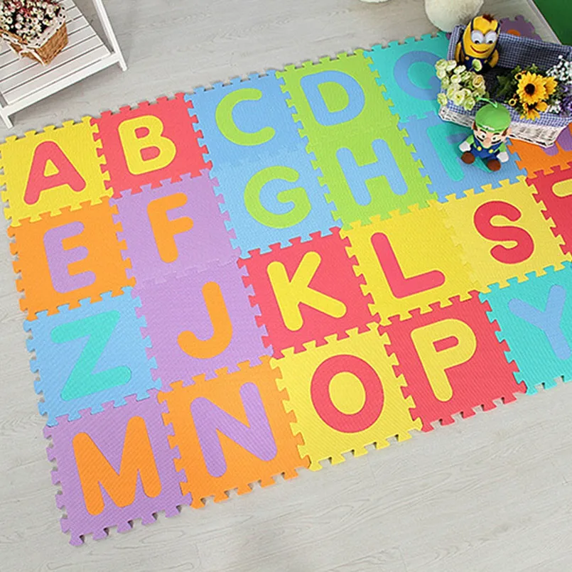 26Pcs Alphabet 30*30 см пена Английский алфавит числа шаблон игровой коврик для ребенка Пазлы для детей Йога письмо маты для ползания ковер игрушки - Цвет: 26Pcs Alphabet