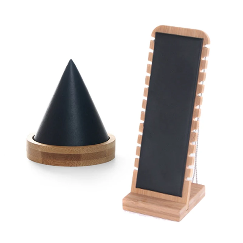 

1 Pcs Watch Bracelet Storage Box Jewelry Counter Display Rack Black & 1 Pcs Modern Bamboo Necklace Jewelry Storage Rack