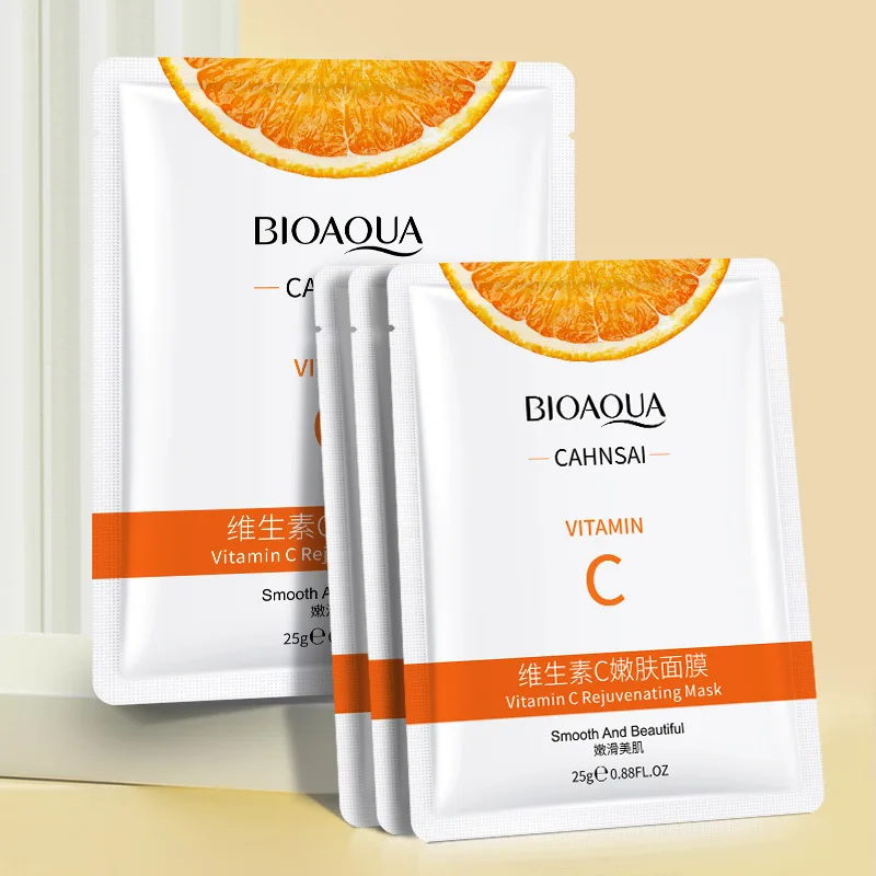 Увлажняющая и изысканная мягкая маска для лица Bioaqua Tender skin mask с витамином C