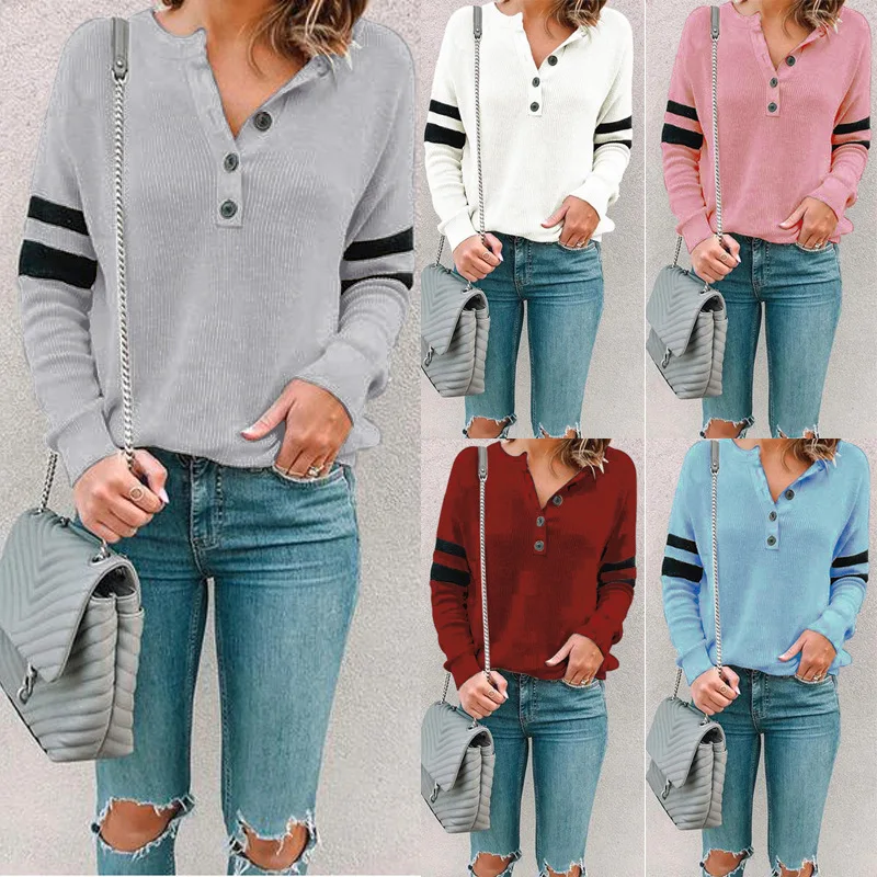 

Casual Women Tshirt O-neck Splints Stitched Button Tops Harajuku Shirt Camisas Mujer Long Sleeve Shirt Women Korean Streetwear