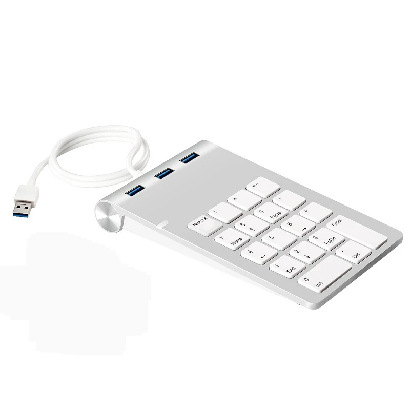 

USB Numeric Keypad 18 Keys with three USB3.0 Hub Number Accountant Mini Keyboard Wired Number Pad for Laptop Desktop PC