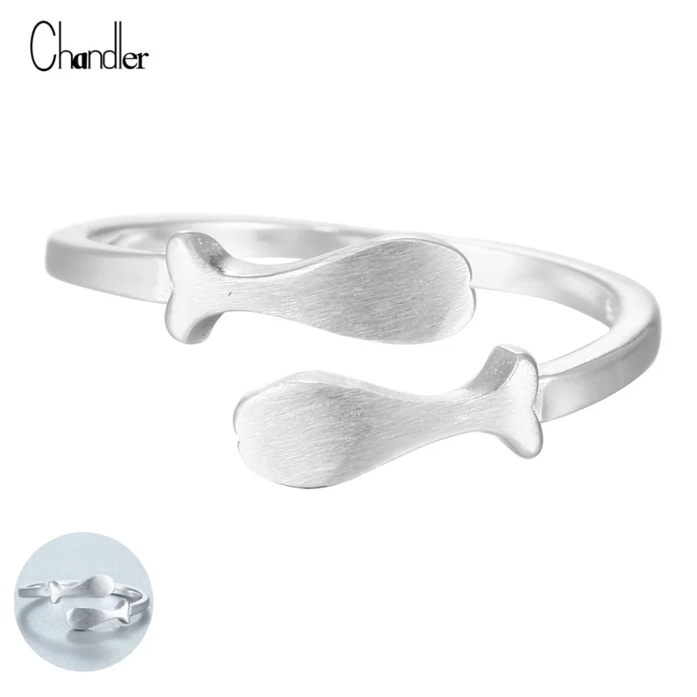 Модное корейское кольцо Chandler с двойным Китом женское Открытое Женское морским