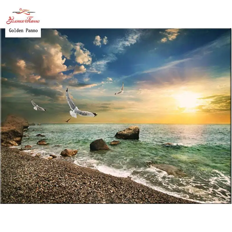 Mosaic Diamond 5D Complete Broca de Square Painting Diamante DIY Beach paintings seagulls Image Strass House decoration