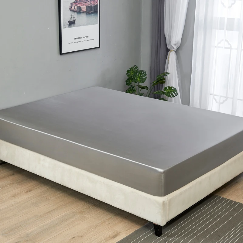 

Imitated silk fitted sheet 198*203cm mattress cover washed silk bedclothes cushion cover bed sheet us size bed cover with rubber