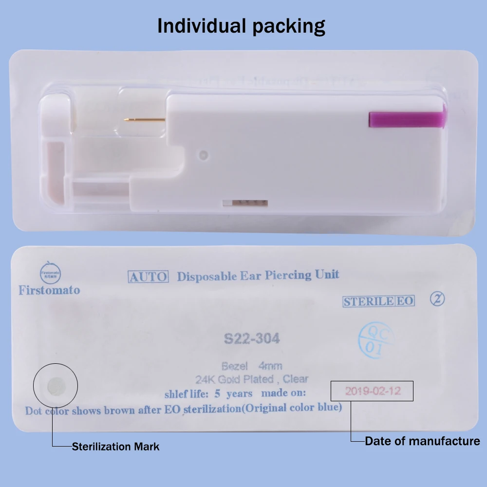 2PCS Ear Nail Gun Disposable Aseptic Household Ear Piercing Gun Portable Ear Piercing Gun Group Sterilized Ear Piercing Unit