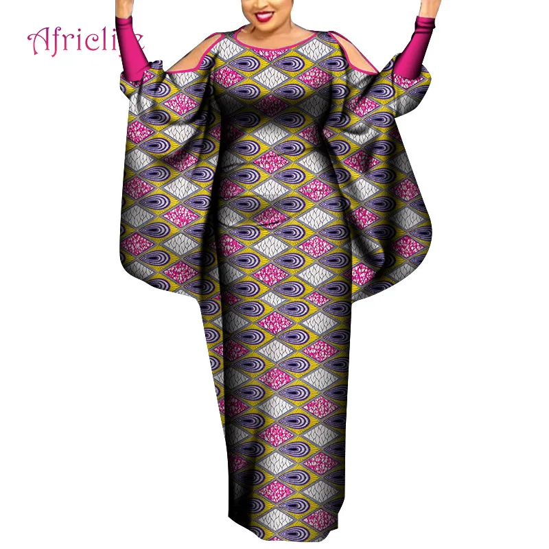 

Africain Femme Print Dashiki Clothes Plus Size Women Dress Batwing Sleeve Ankara Lady Party Clothings WY8936