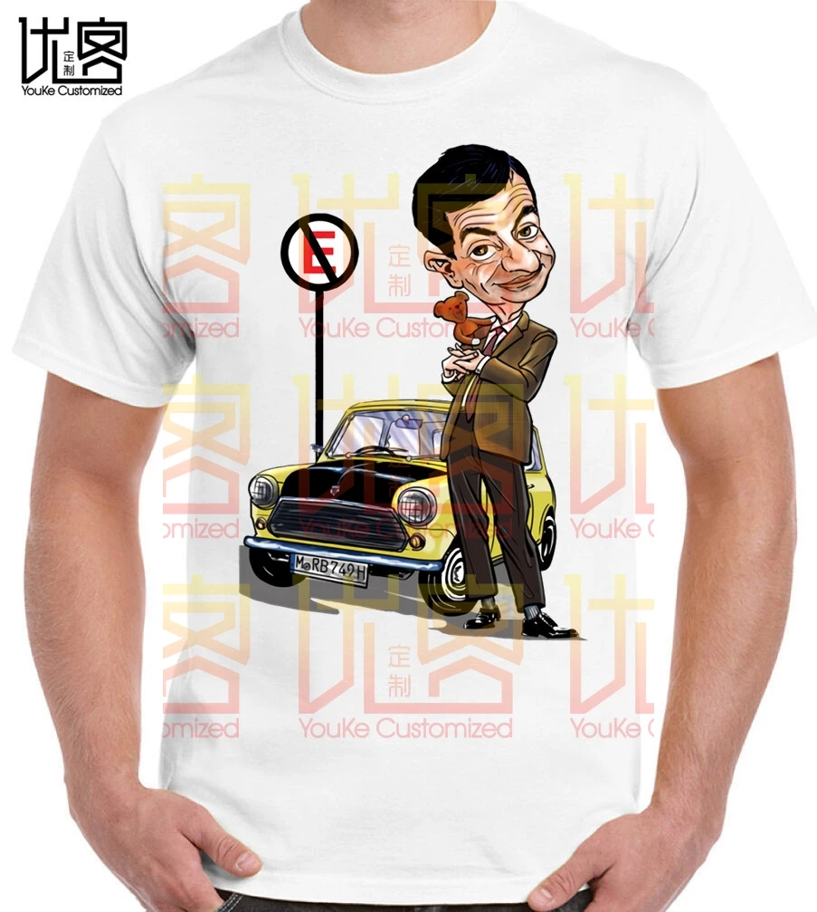 

Mr Bean Tee Uomo Retro Mini Cooper Car Graphic T Shirt di Cotone Per Uomo Divertente Homme Tee Shirt Spedizione Gratuita