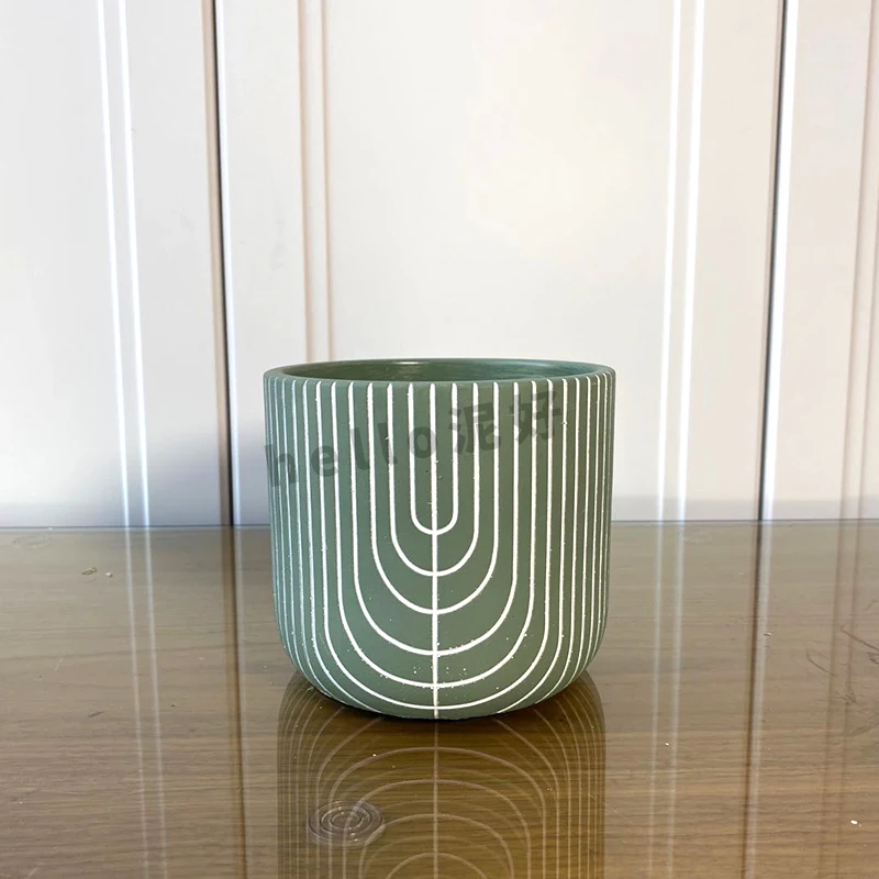 Силиконовая форма для цементного цветочного горшка цилиндрический узор