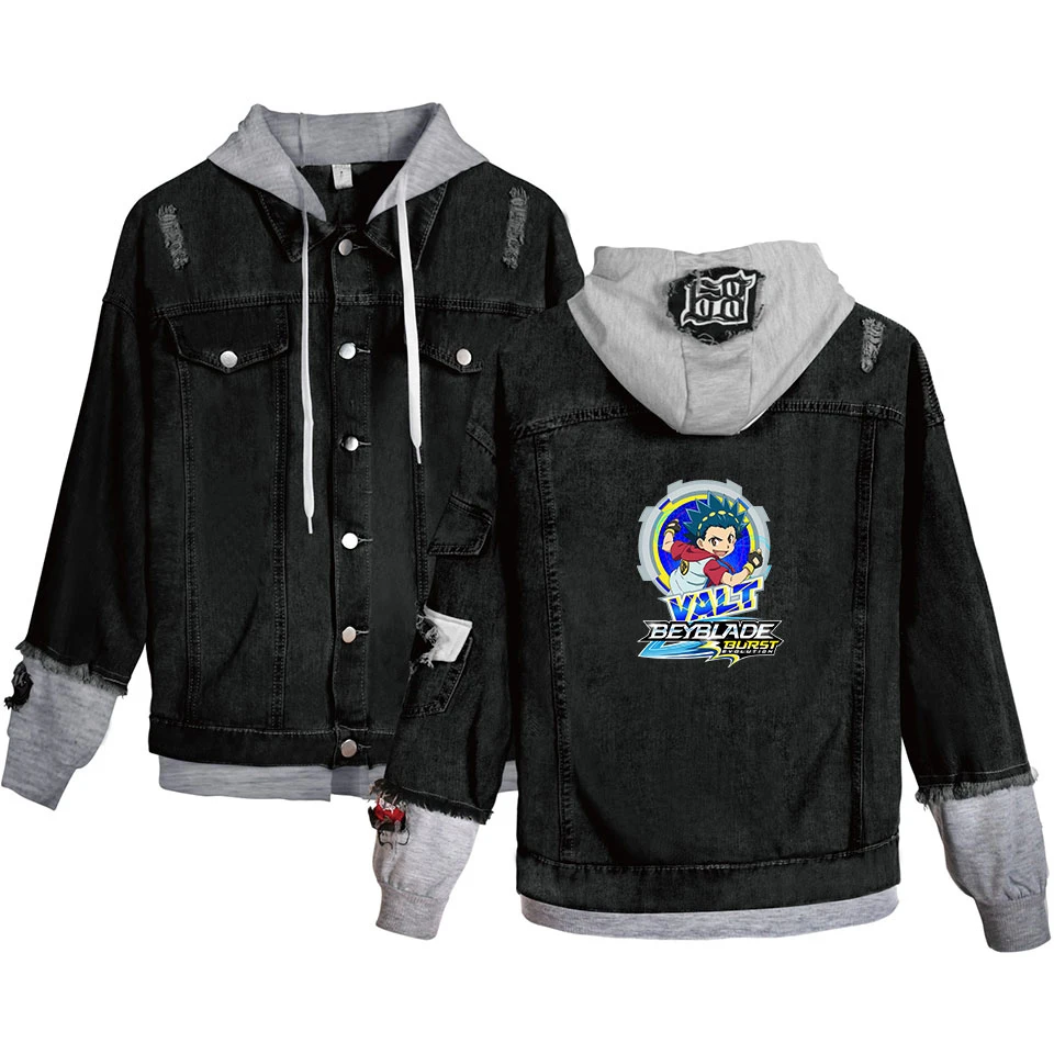 

Vintage Jacket Fashion Denim Jacket Casual Coat Spring and Autumn Beyblade Burst Evolution 2D Pringing Cotton Women Men Winter