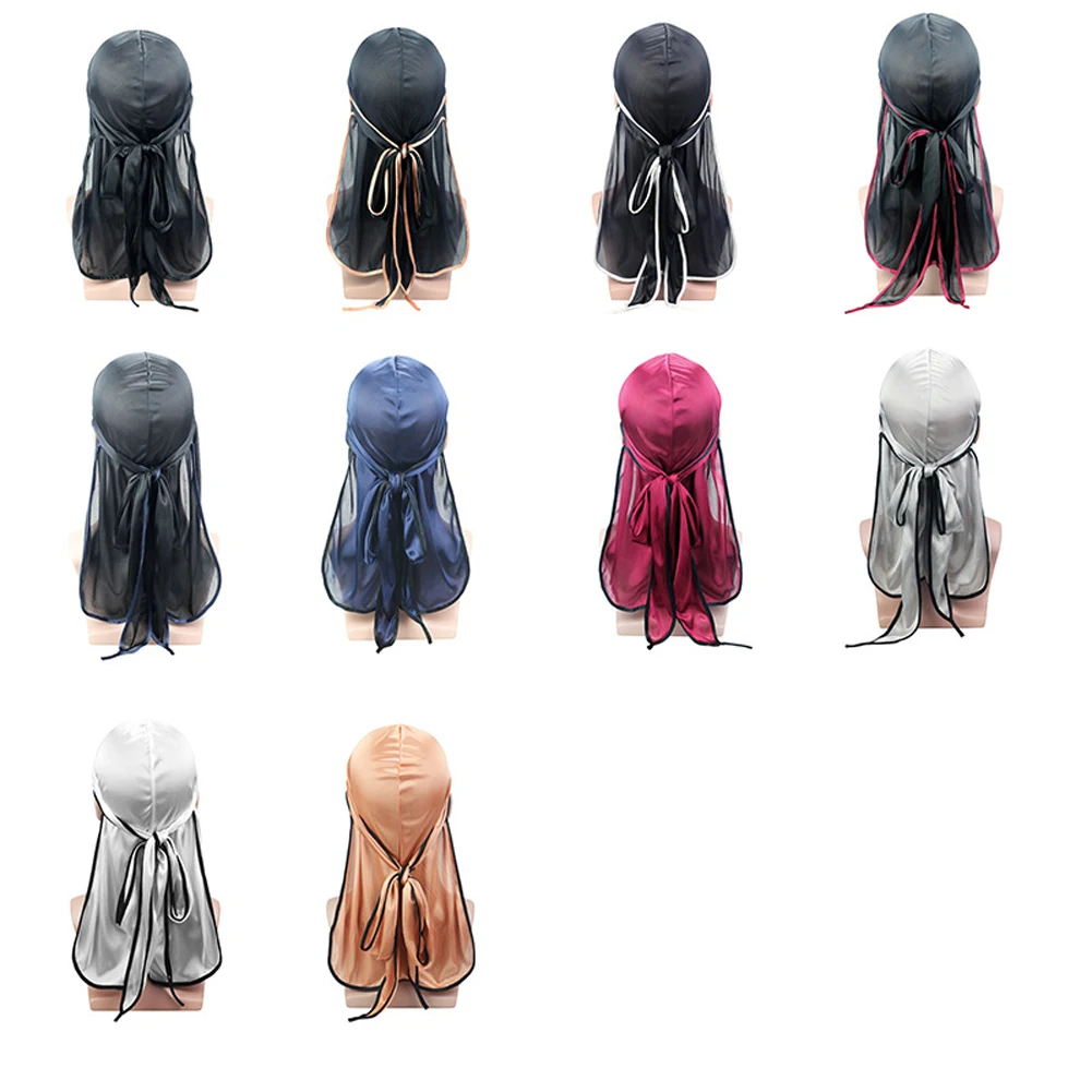 Атласная бандана для мужчин и женщин блестящий шелковистый тюрбан однотонная