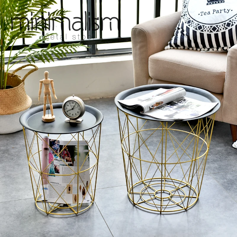 

GY Nordic Iron Geometric Metal Storage Basket Decoration Modern Sofa and Tea Table round Table Side Table Soft Decoration