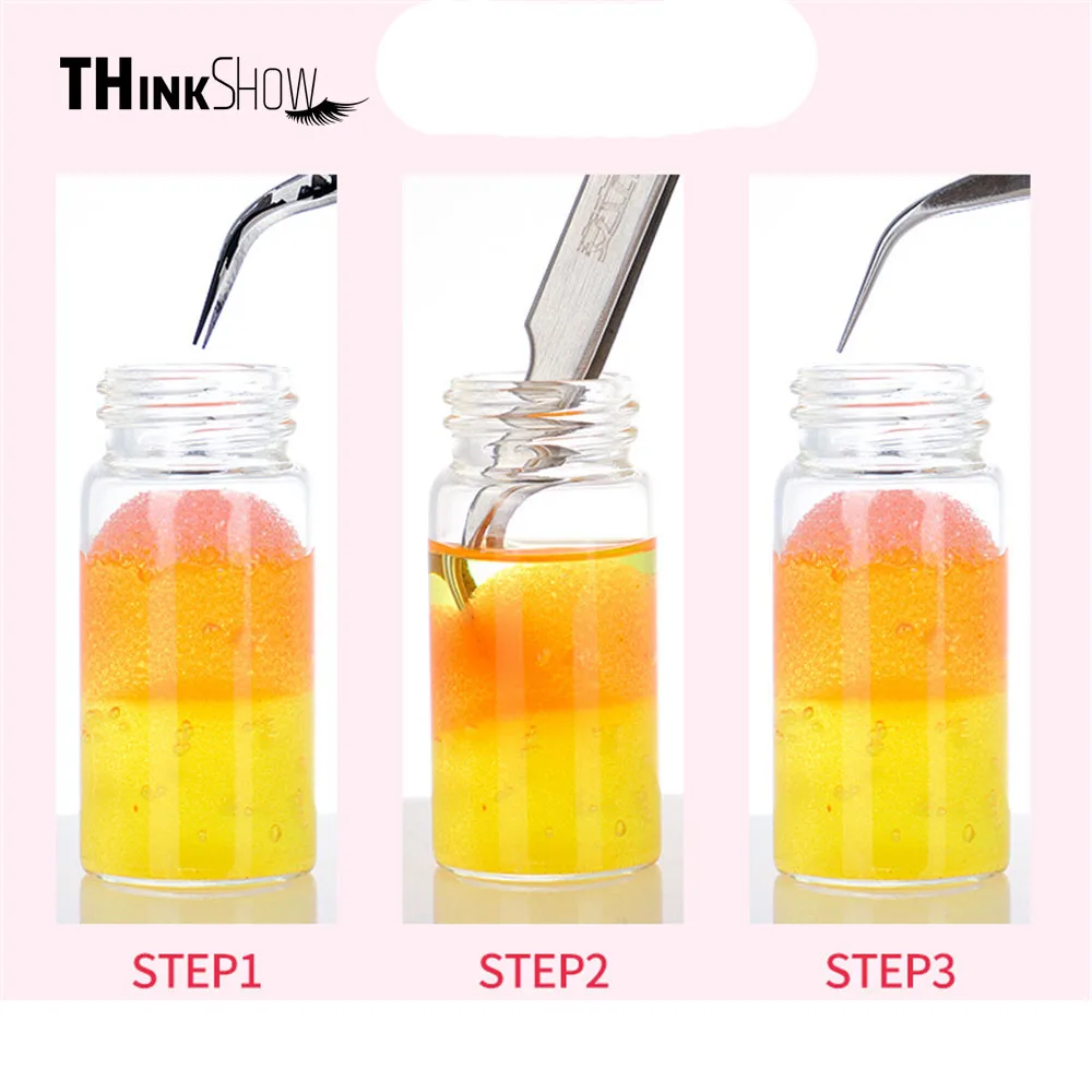 

Thinkshow 30ml Professional Eyelash Extension Tweezers Cleaning Glue Remover Liquid Sponge Ball Eyelashes Extension Cosmetics