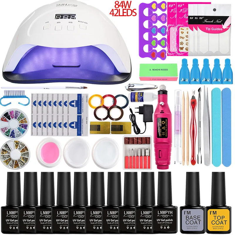 Набор для ногтей гель лак комплект 90 ~ 36 Вт УФ светодиодный светильник Сушилка 10