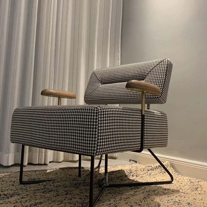 

S506 Light luxury Houndstooth Sofa Chair Single Leisure Chair Living Room Furniture Home Sofa Chair Modern Simple Lounge Chair