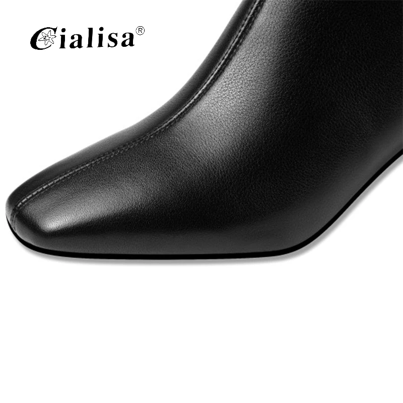 

CIALISA Ankle Boot Women New Design 2020 Fashion Chelsea Boots Special Heels Genuine Leather Women Shoes