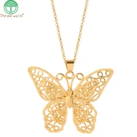 new fashion golden butterfly necklaces chain long necklace women jewelry wholesale