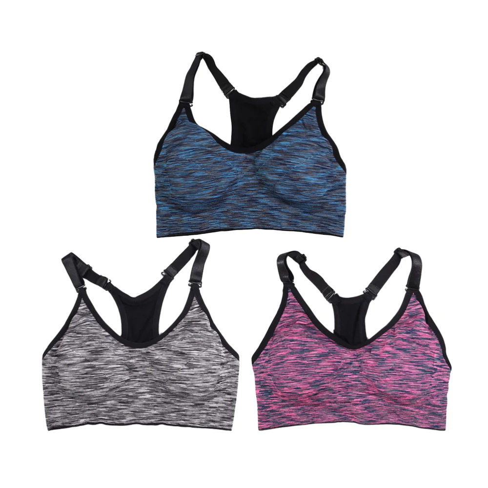 

3pcs High Impact Workout Gym Activewear Fitness Padded Seamless Vest Tops Stretch Nylon Sexy Fitness for